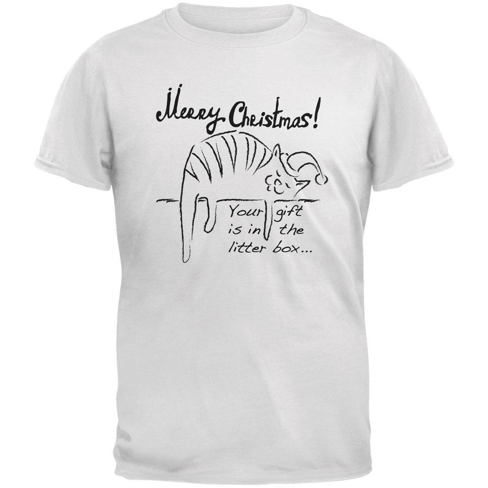 Litter Box Christmas Gift White Adult T-Shirt
