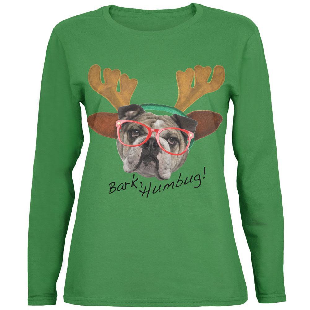 Christmas Bark Humbug Irish Green Womens Long Sleeve T-Shirt
