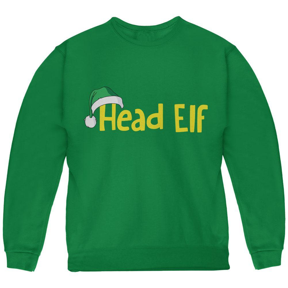 Christmas Head Elf Green Youth Sweatshirt