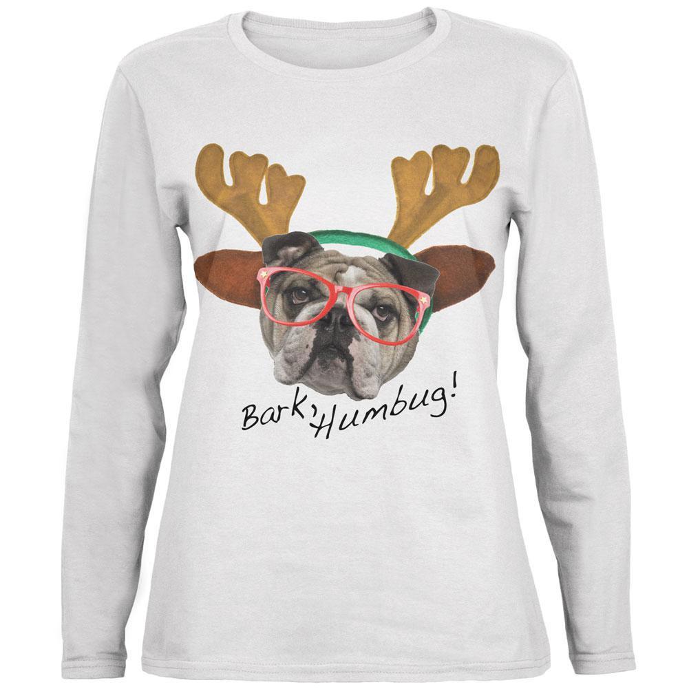 Christmas Bark Humbug White Womens Long Sleeve T-Shirt