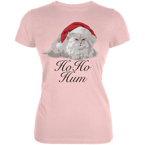 Christmas Ho Ho Hum Cat Blush Pink Juniors Soft T-Shirt