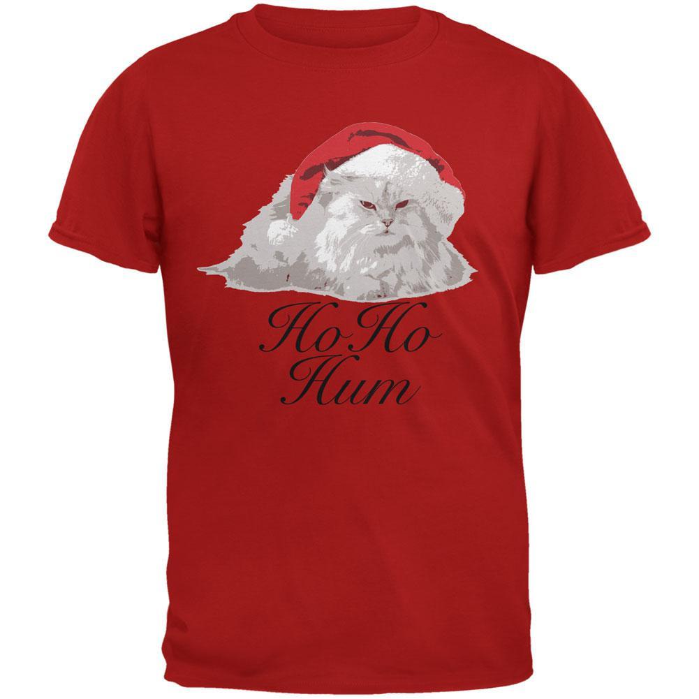 Christmas Ho Ho Hum Cat Red Adult T-Shirt