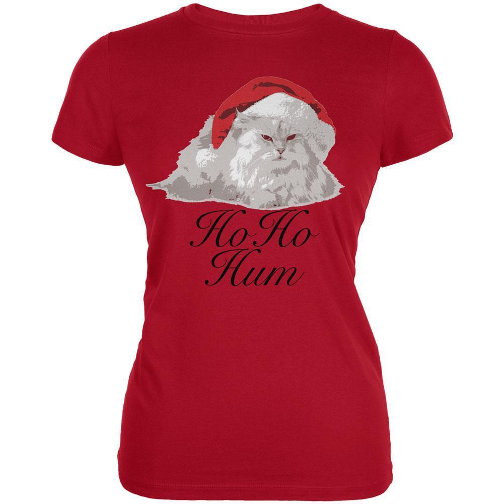 Christmas Ho Ho Hum Cat Red Juniors Soft T-Shirt