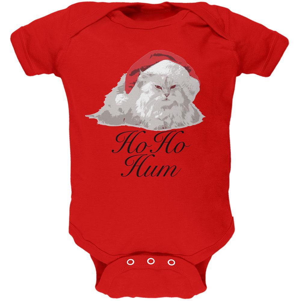 Christmas Ho Ho Hum Cat Red Soft Baby One Piece