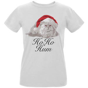 Christmas Ho Ho Hum Cat White Womens Organic T-Shirt