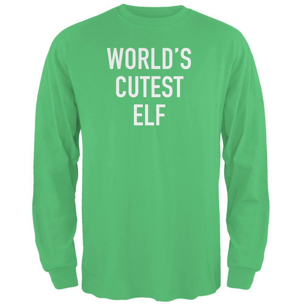 Christmas Worlds Cutest Elf Irish Green Adult Long Sleeve T-Shirt