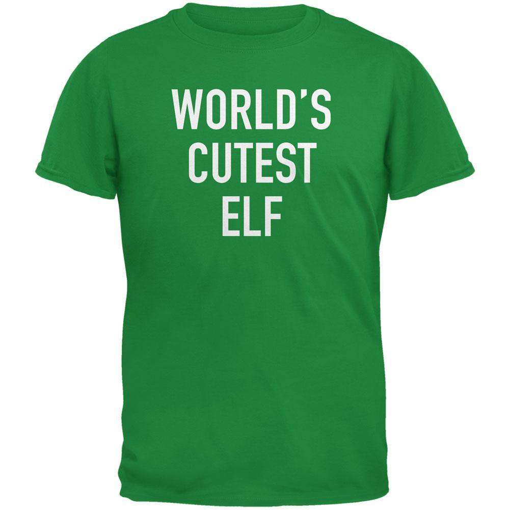 Christmas Worlds Cutest Elf Irish Green Adult T-Shirt