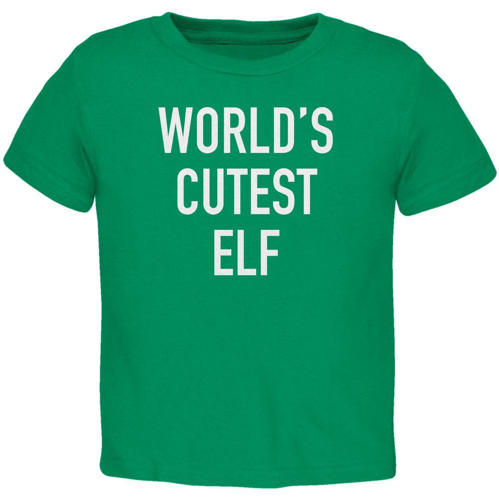 Christmas Worlds Cutest Elf Kelly Green Toddler T-Shirt