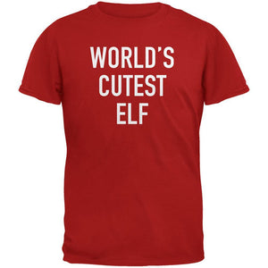 Christmas Worlds Cutest Elf Red Adult T-Shirt