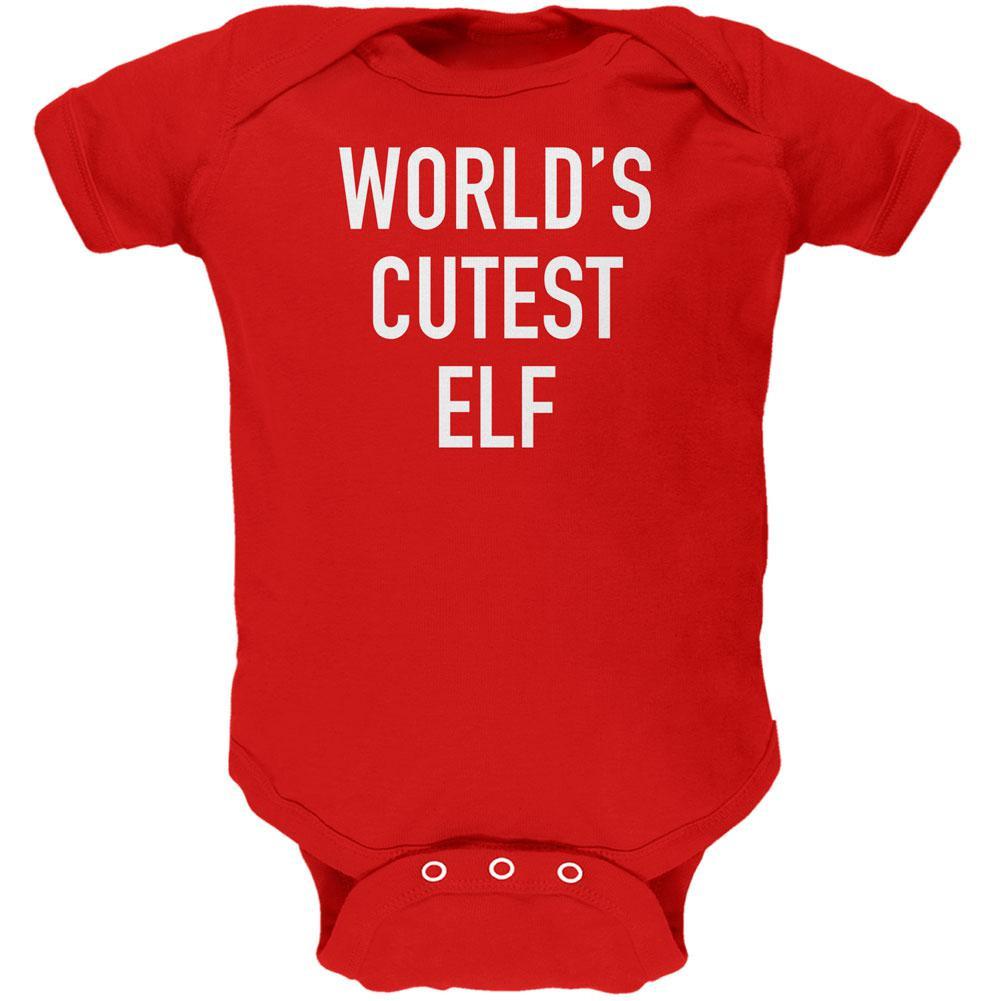 Christmas Worlds Cutest Elf Red Soft Baby One Piece
