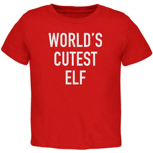 Christmas Worlds Cutest Elf Red Toddler T-Shirt