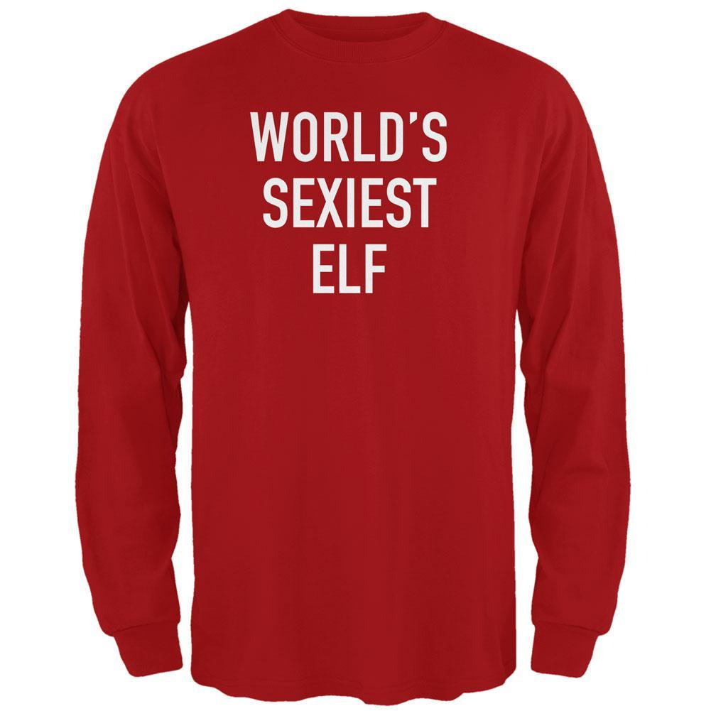 Christmas Worlds Sexiest Elf Red Adult Long Sleeve T-Shirt
