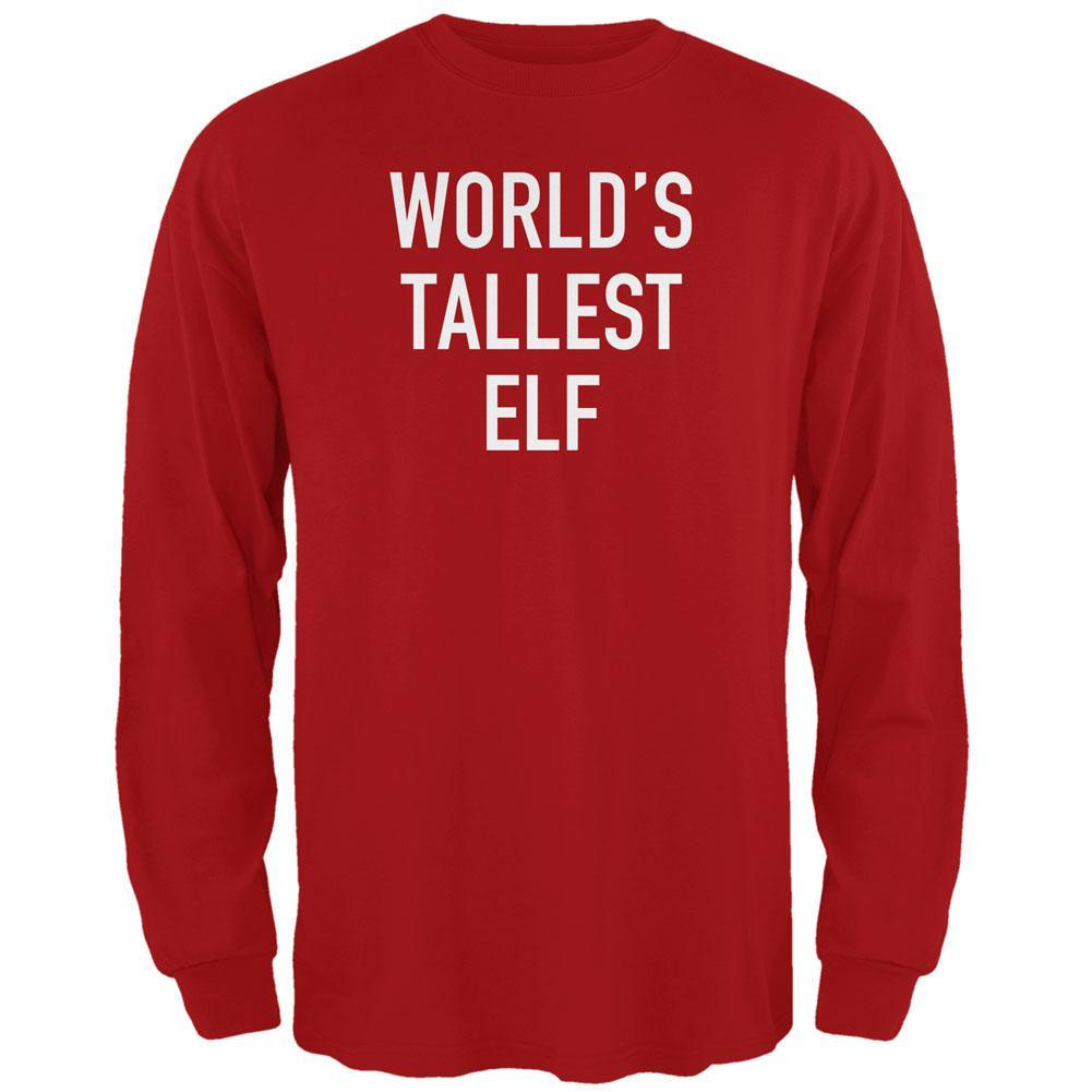 Christmas Worlds Tallest Elf Red Adult Long Sleeve T-Shirt