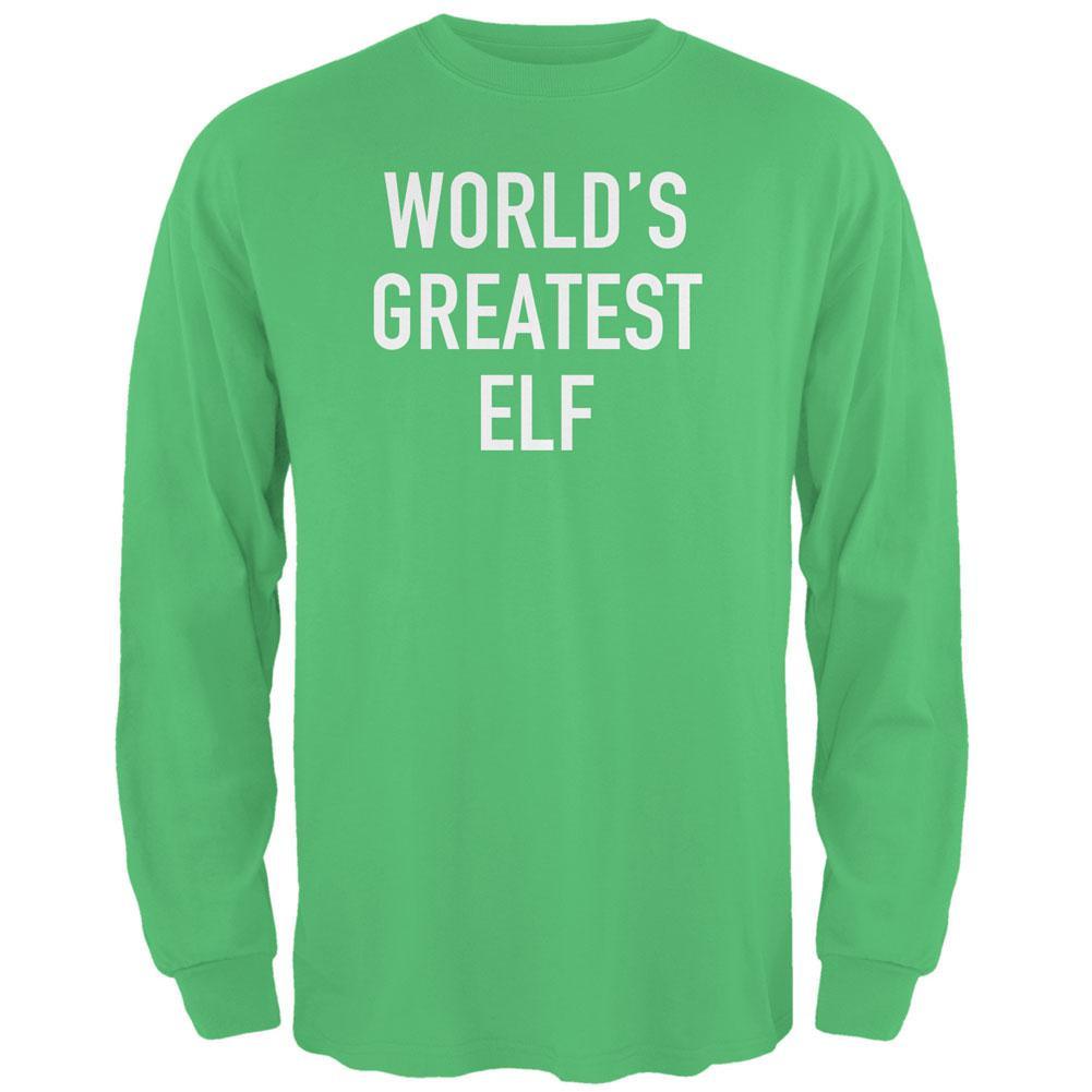 Christmas Worlds Greatest Elf Irish Green Adult Long Sleeve T-Shirt