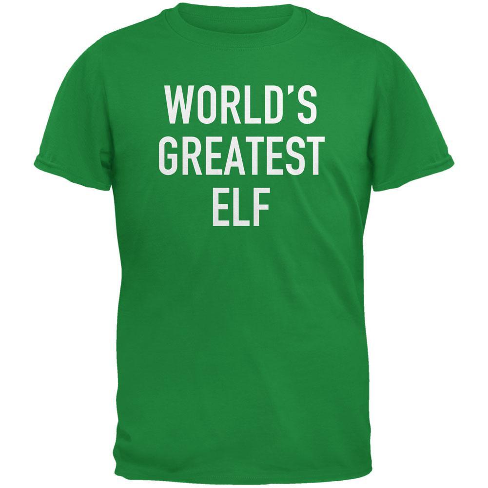 Christmas Worlds Greatest Elf Irish Green Adult T-Shirt
