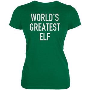 Christmas Worlds Greatest Elf Kelly Green Juniors Soft T-Shirt