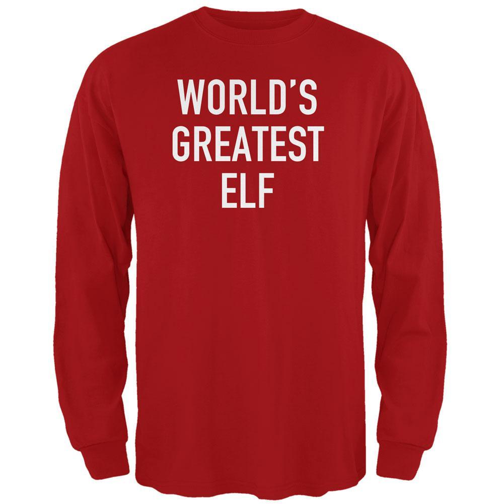 Christmas Worlds Greatest Elf Red Adult Long Sleeve T-Shirt