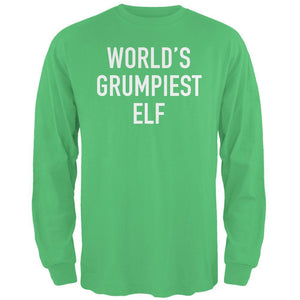 Christmas Worlds Grumpiest Elf Irish Green Adult Long Sleeve T-Shirt