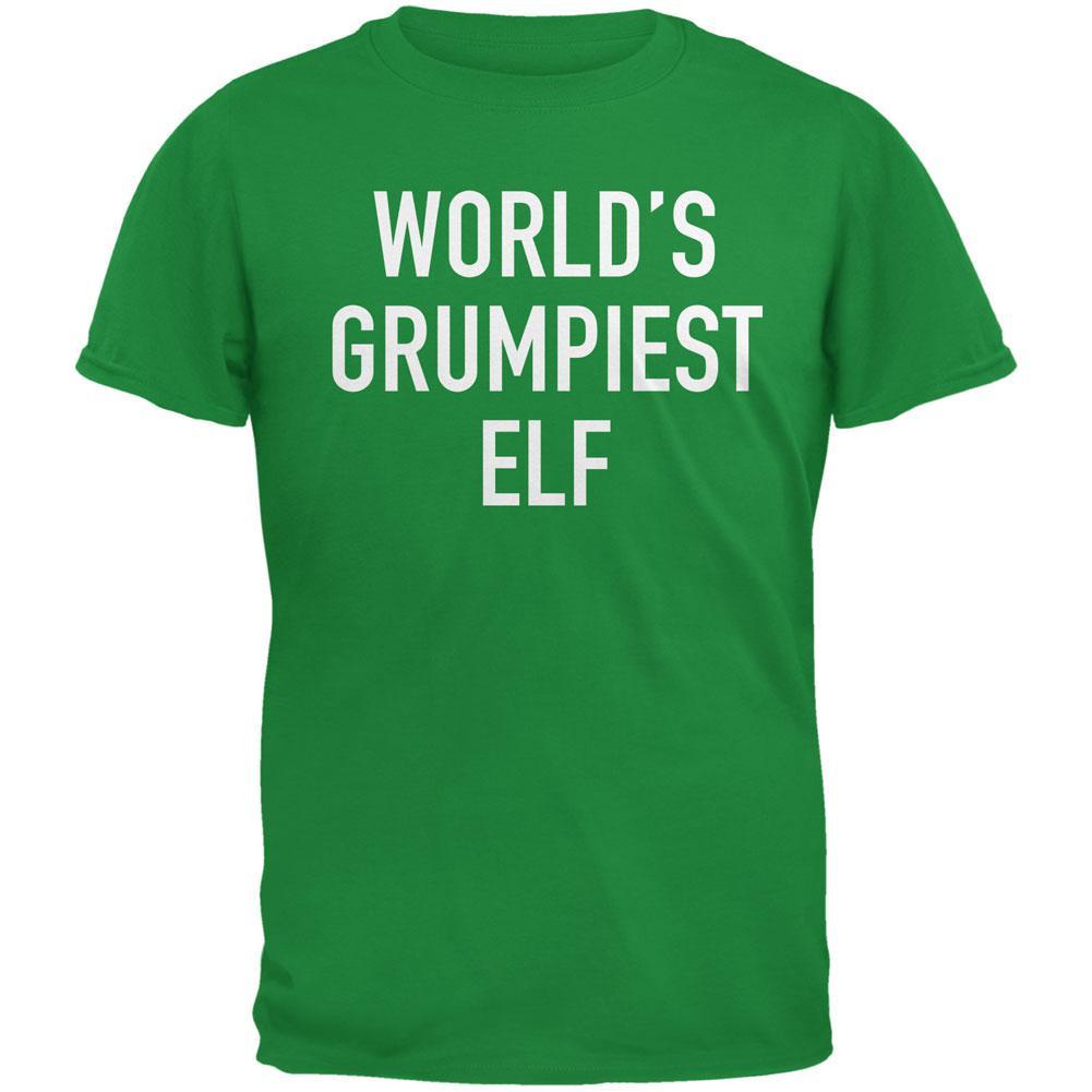 Christmas Worlds Grumpiest Elf Irish Green Adult T-Shirt