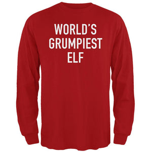 Christmas Worlds Grumpiest Elf Red Adult Long Sleeve T-Shirt