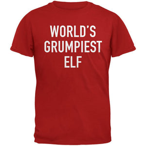 Christmas Worlds Grumpiest Elf Red Adult T-Shirt