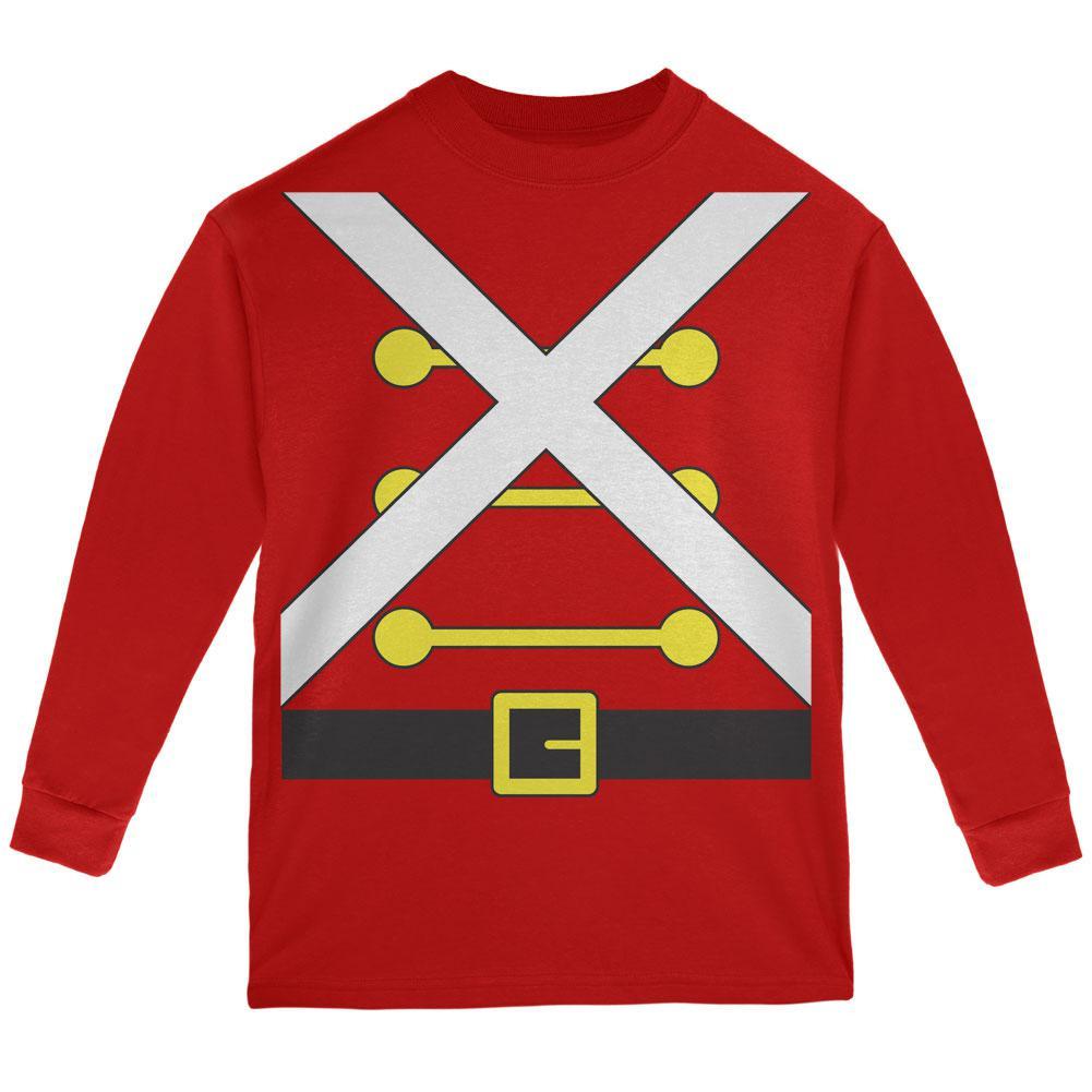 Christmas Toy Soldier Costume Red Youth Long Sleeve T-Shirt