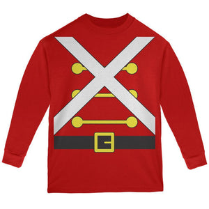 Christmas Toy Soldier Costume Red Youth Long Sleeve T-Shirt