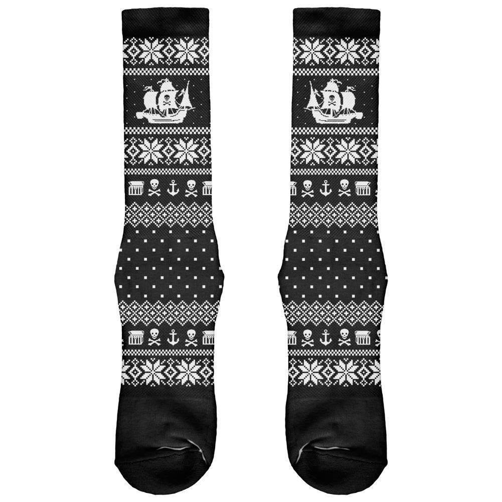 Pirate Ship Ugly Christmas Sweater All Over Crew Socks