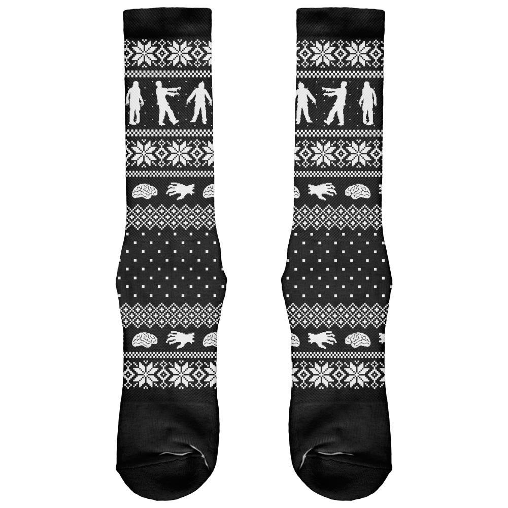 Zombie Ugly Christmas Sweater All Over Crew Socks