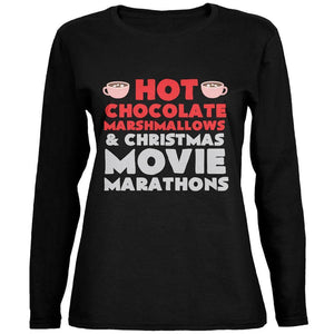 Christmas Hot Chocolate Black Womens Long Sleeve T-Shirt