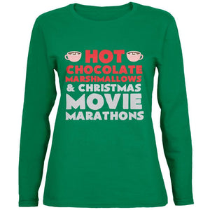 Christmas Hot Chocolate Green Womens Long Sleeve T-Shirt