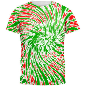 Christmas Tie Dye Red Green All Over Adult T-Shirt