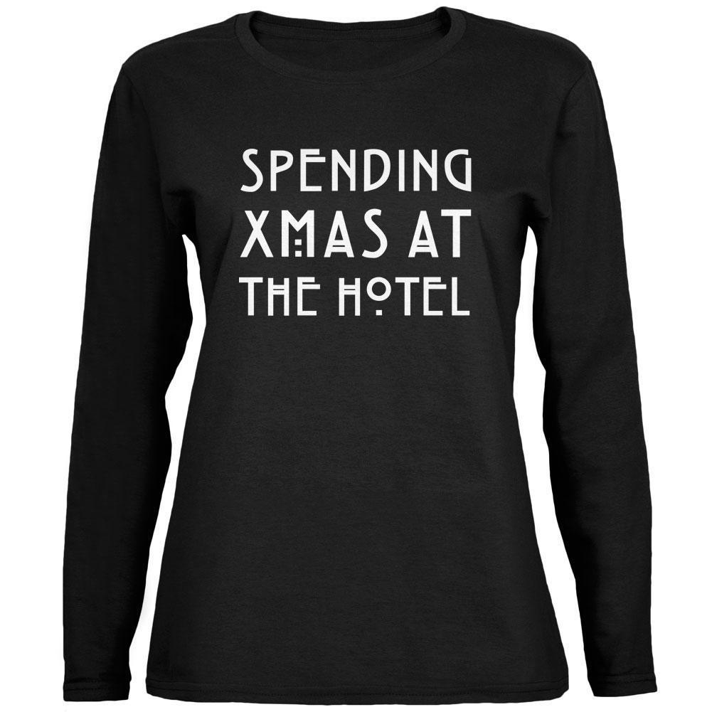 Spending Xmas Hotel Black Womens Long Sleeve T-Shirt