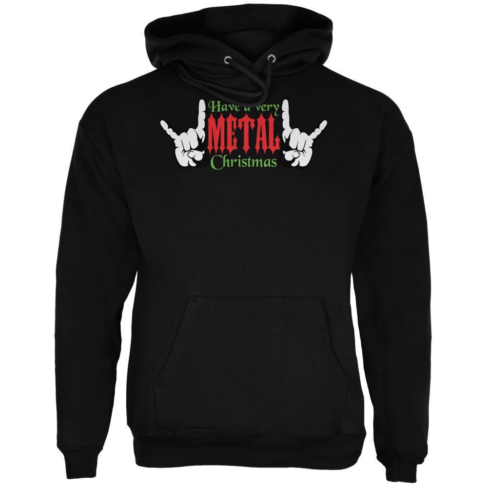 Christmas Heavy Metal Horns Black Adult Hoodie