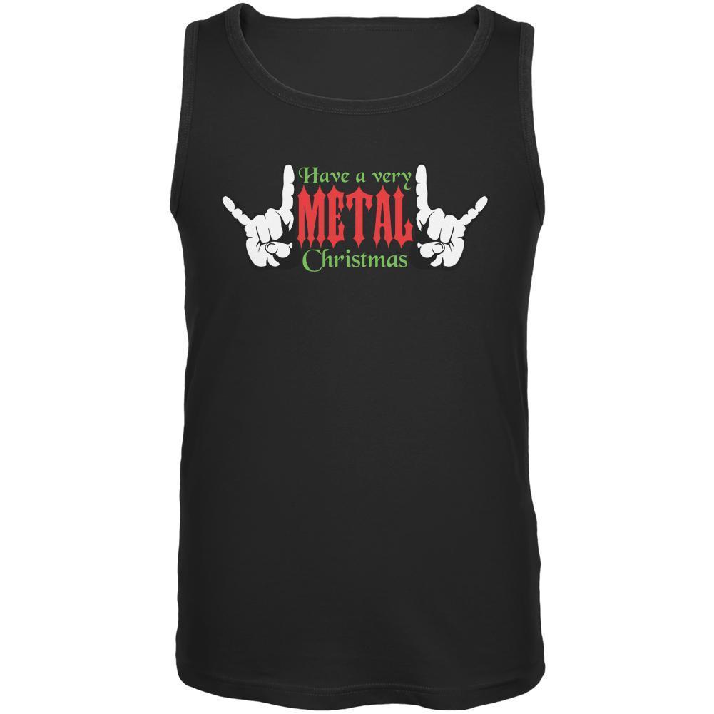 Christmas Heavy Metal Horns Black Adult Tank Top