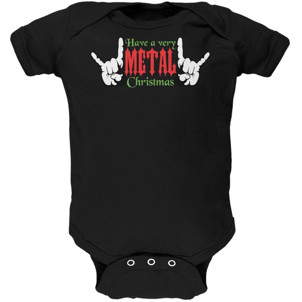 Christmas Heavy Metal Horns Black Soft Baby One Piece
