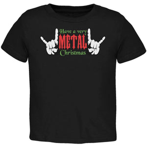 Christmas Heavy Metal Horns Black Toddler T-Shirt