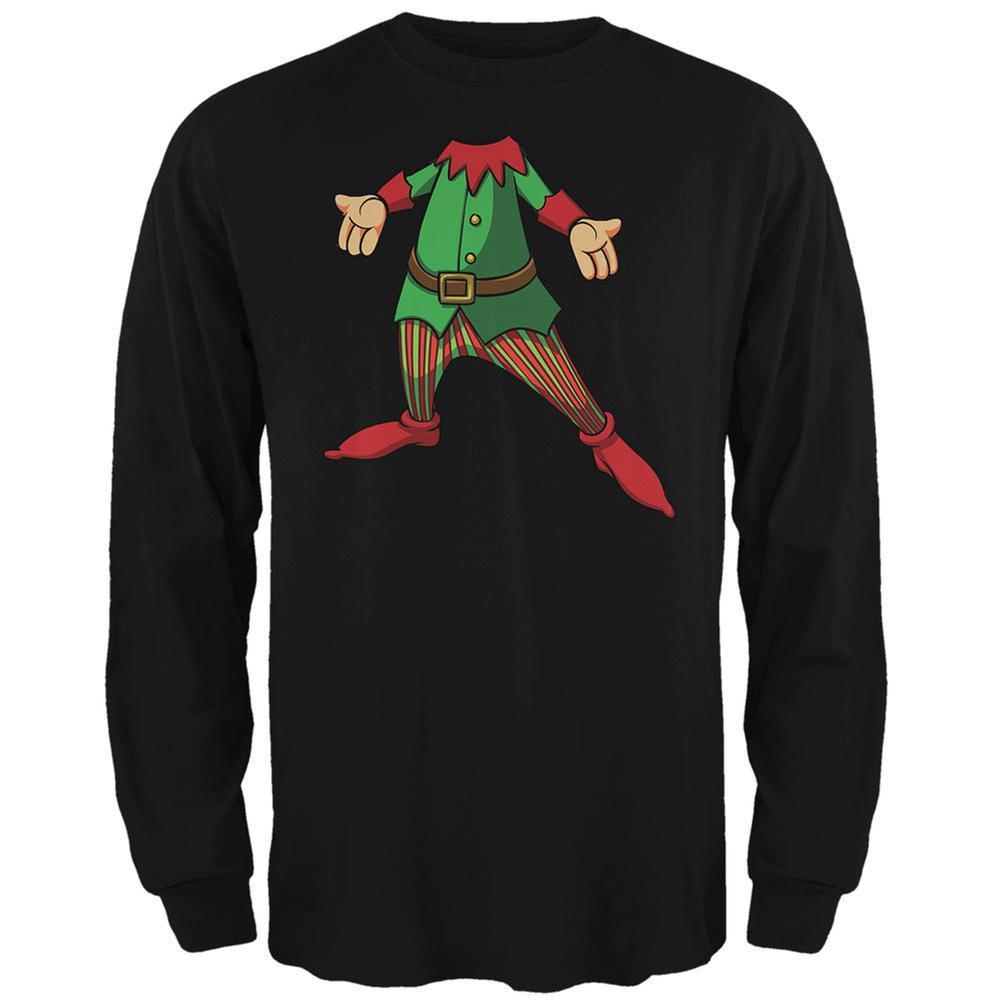 Christmas Happy Elf Black Adult Long Sleeve T-Shirt