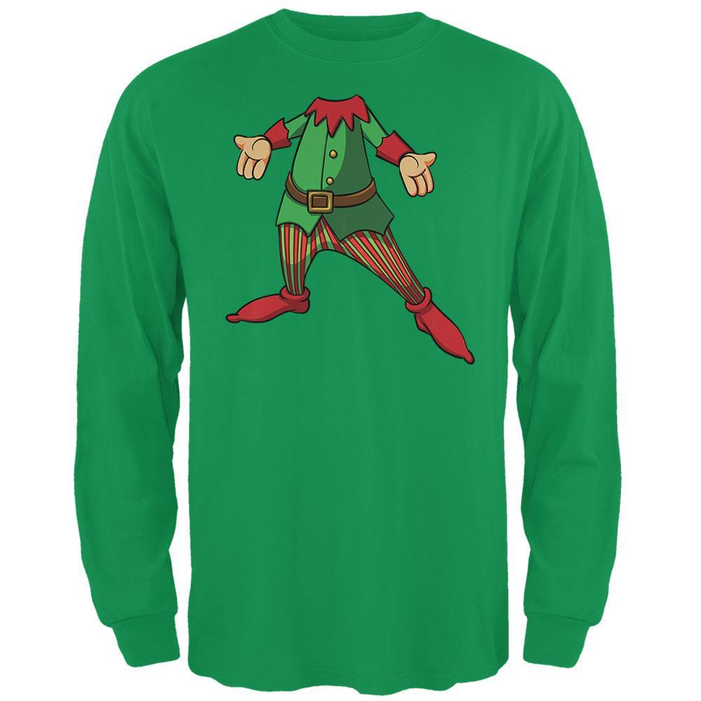 Christmas Happy Elf Irish Green Adult Long Sleeve T-Shirt