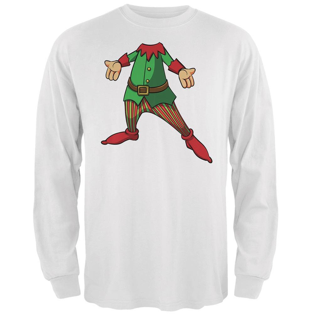 Christmas Happy Elf White Adult Long Sleeve T-Shirt