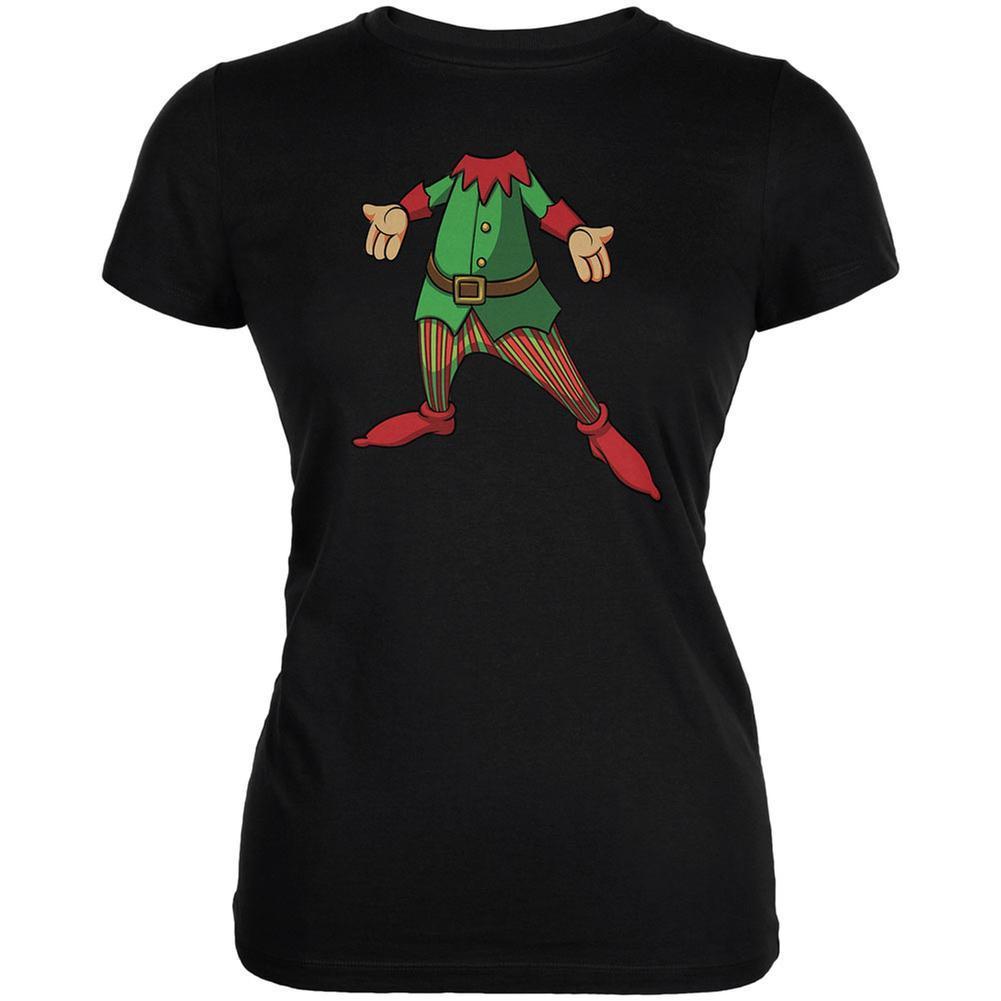 Christmas Happy Elf Black Juniors Soft T-Shirt
