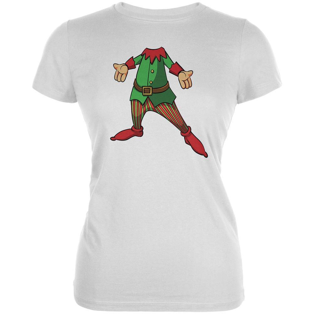 Christmas Happy Elf White Juniors Soft T-Shirt