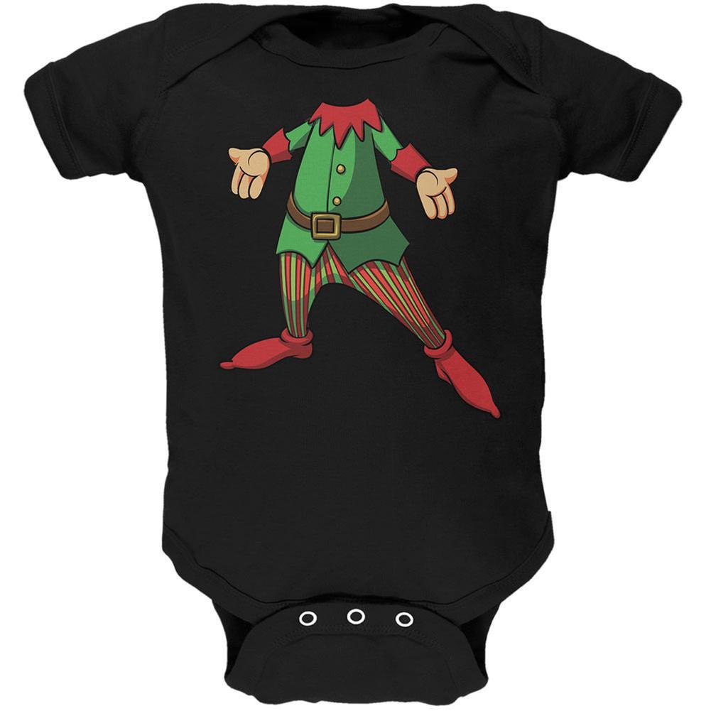 Christmas Happy Elf Black Soft Baby One Piece