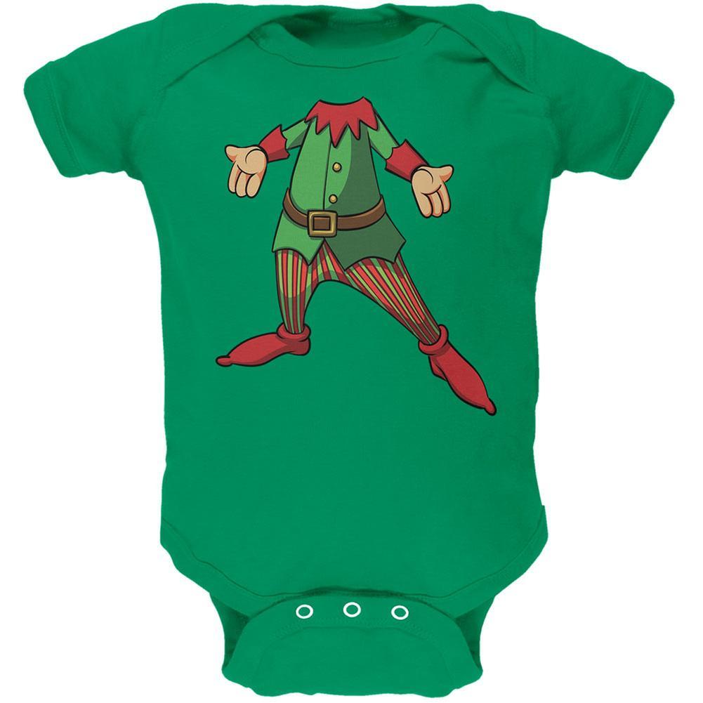 Christmas Happy Elf Kelly Green Soft Baby One Piece