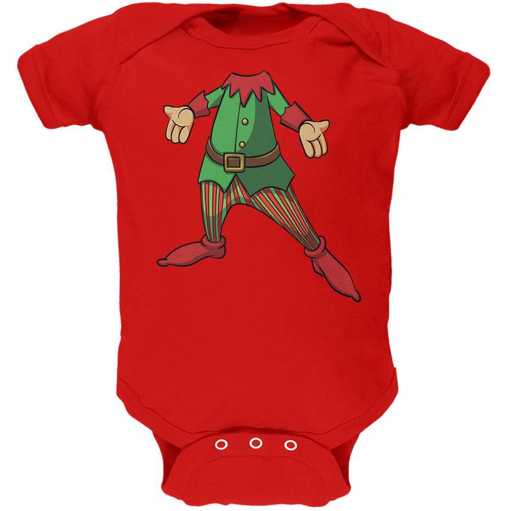 Christmas Happy Elf Red Soft Baby One Piece