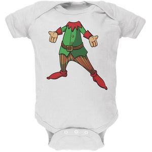 Christmas Happy Elf White Soft Baby One Piece