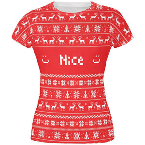 Christmas Nice Ugly Sweater All Over Juniors T-Shirt