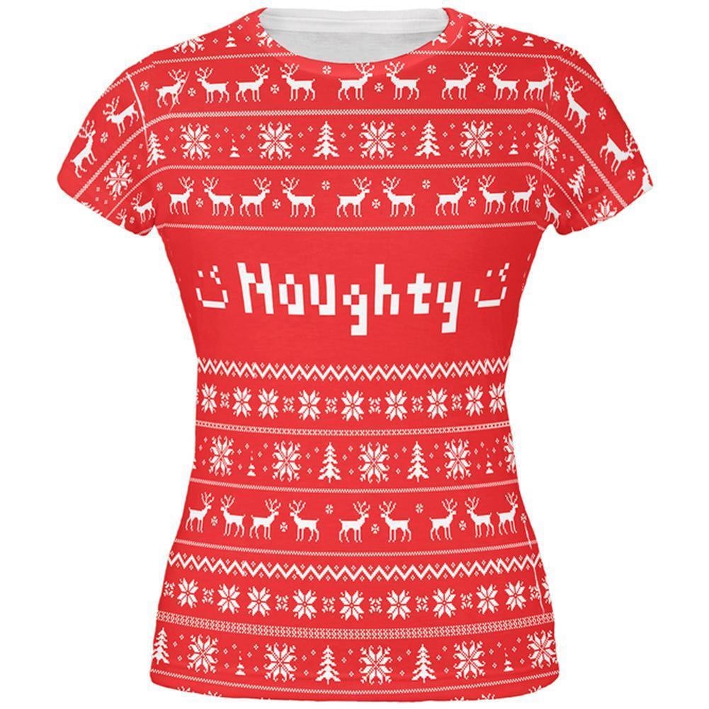 Christmas Naughty Ugly Sweater All Over Juniors T-Shirt