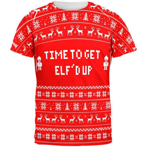 Christmas Time To Get Elf'd Up Ugly Sweater All Over Adult T-Shirt