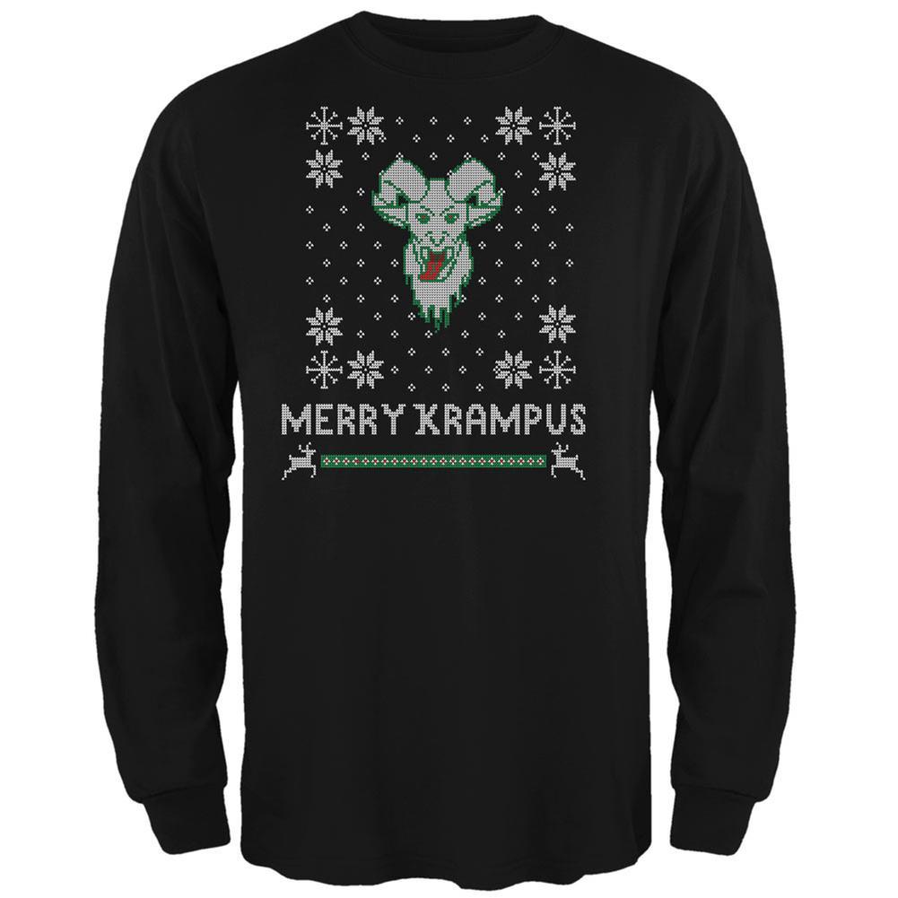 Christmas Merry Krampus Ugly Xmas Sweater Black Adult Long Sleeve T-Shirt